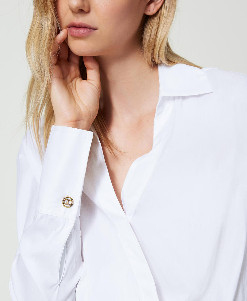 Scee by twin set Blusa in popeline con incrocio Grande vendita