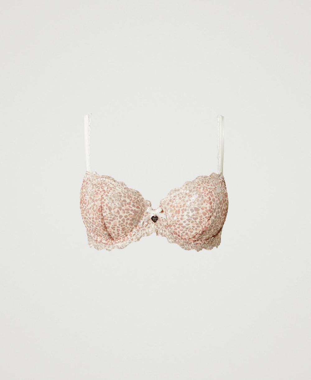 Scee by twin set Reggiseno con ferretto in tulle animalier Flash Sale