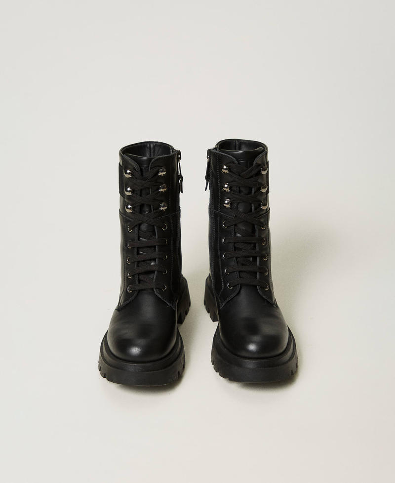 Scee by twin set Anfibi in pelle con logo Fornitura limitata