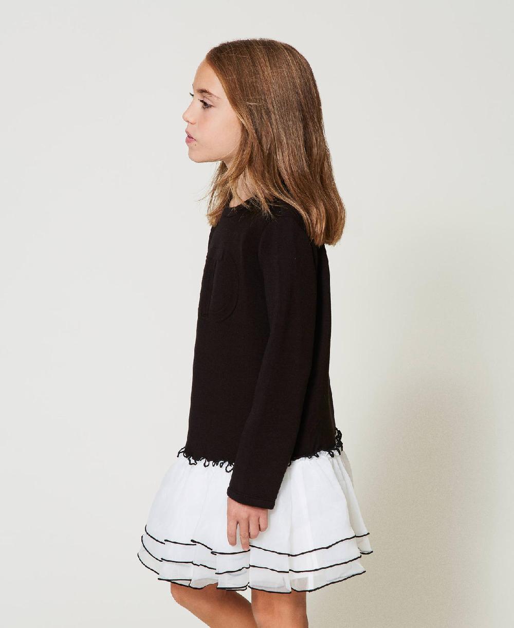 Scee by twin set Abito corto in tessuto scuba e organza Offerta esclusiva