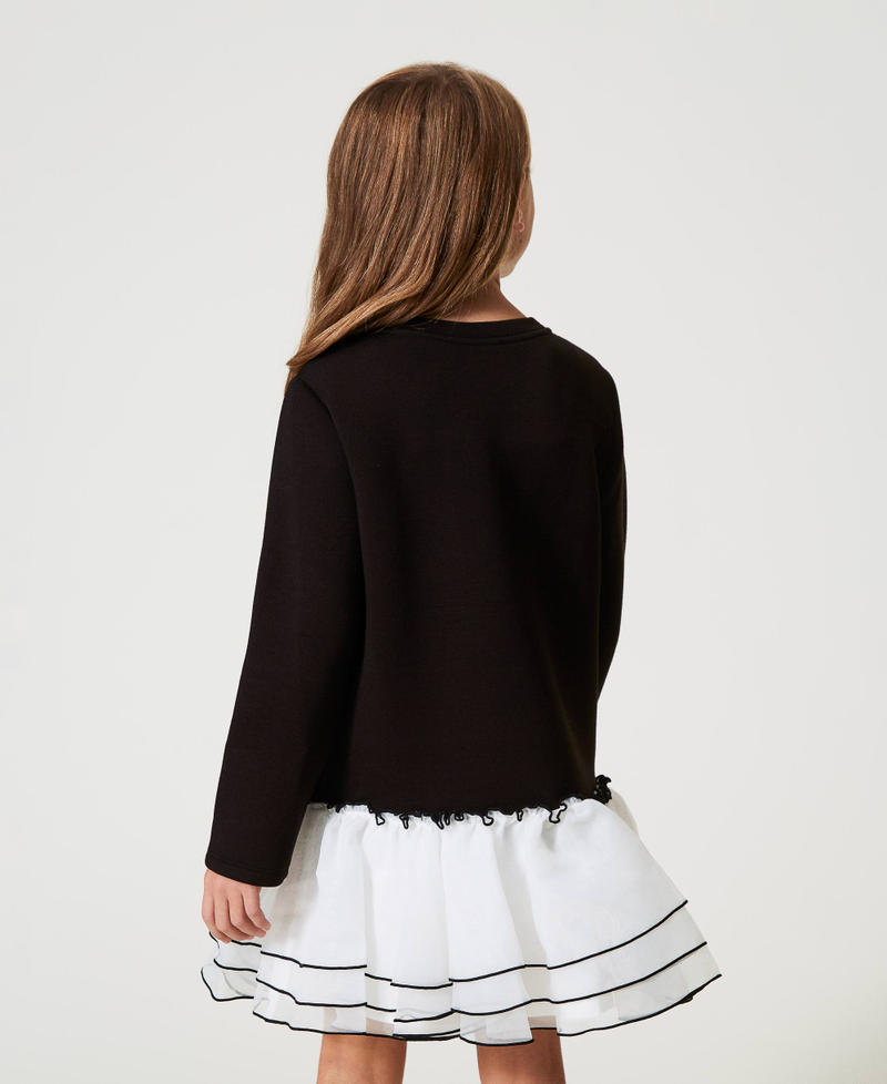 Scee by twin set Abito corto in tessuto scuba e organza Offerta esclusiva
