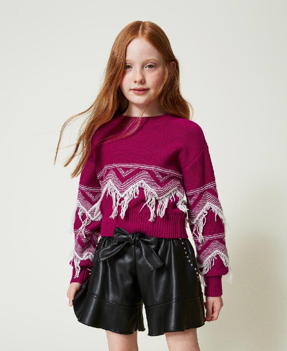 Scee by twin set Maglia in misto lana con frange Cyber Monday