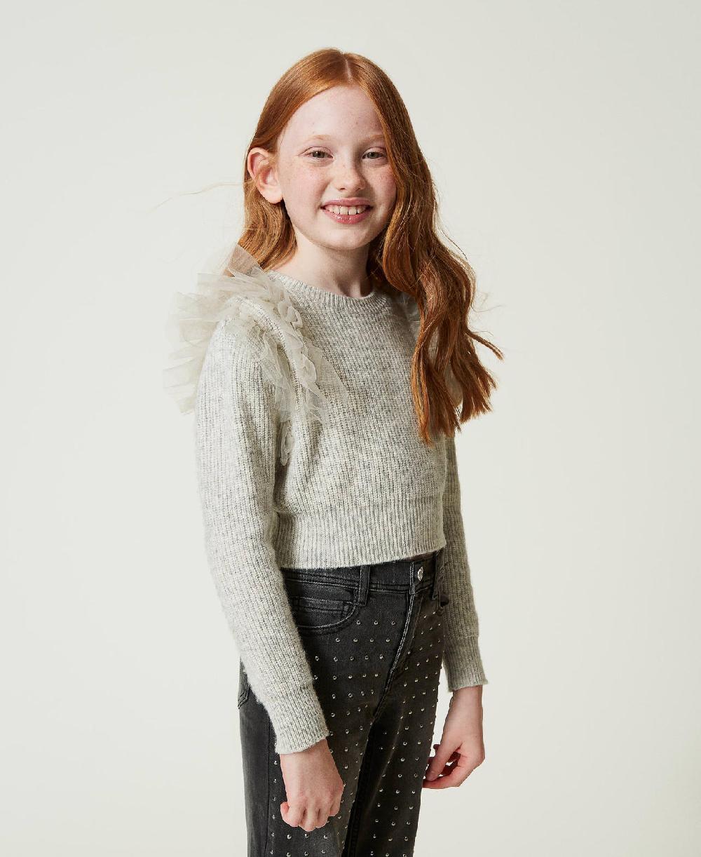 Scee by twin set Maglia regular con balze in tulle Offerta natalizia