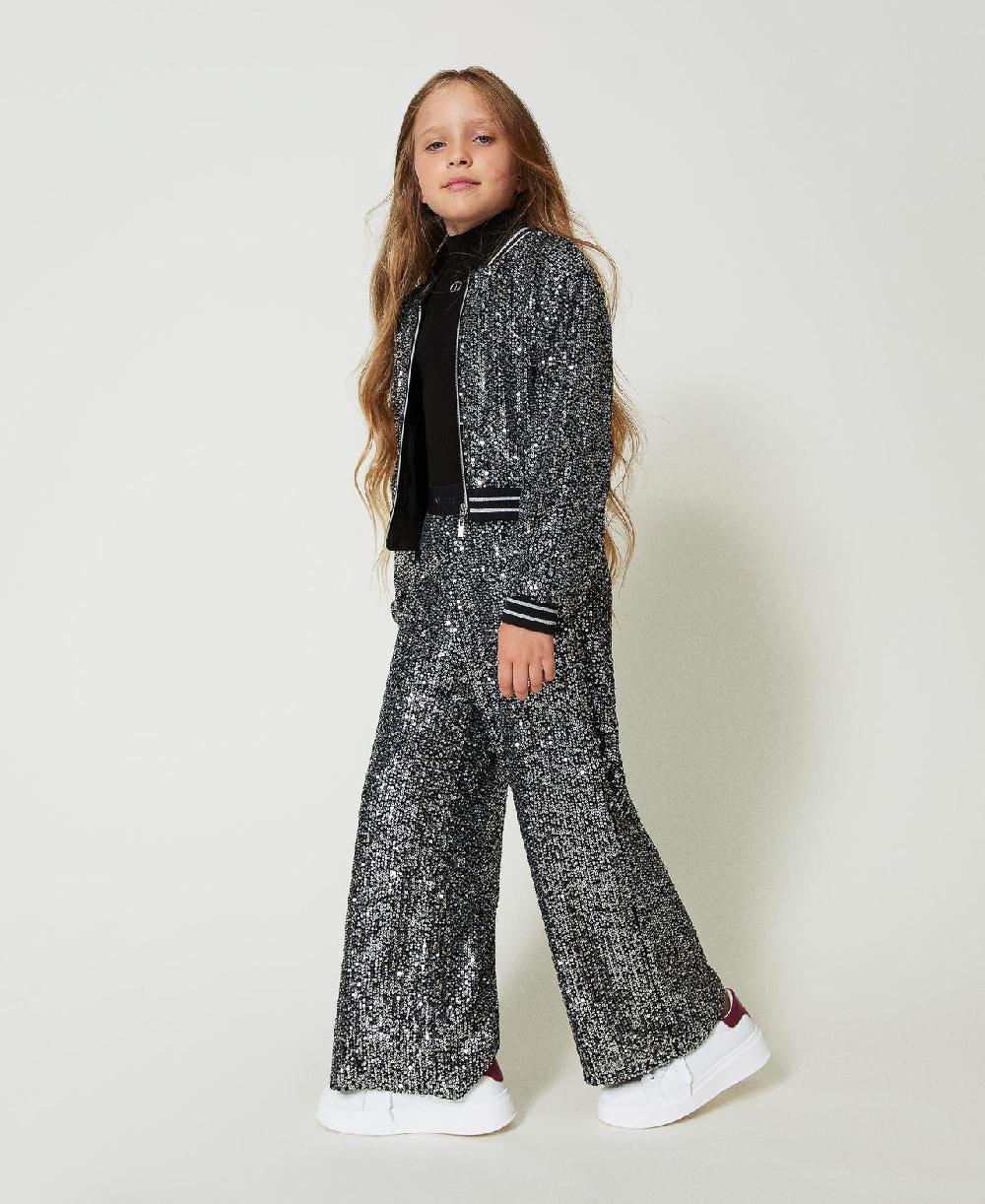 Scee by twin set Pantaloni a palazzo in full paillettes Offerta Anniversario