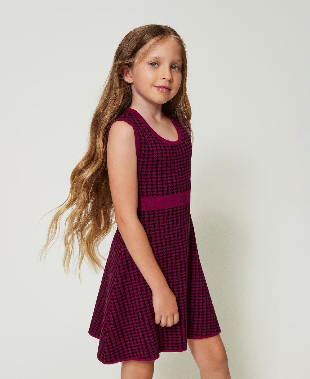 Scee by twin set Abito corto in maglia jacquard pied de poule Offerta migliore