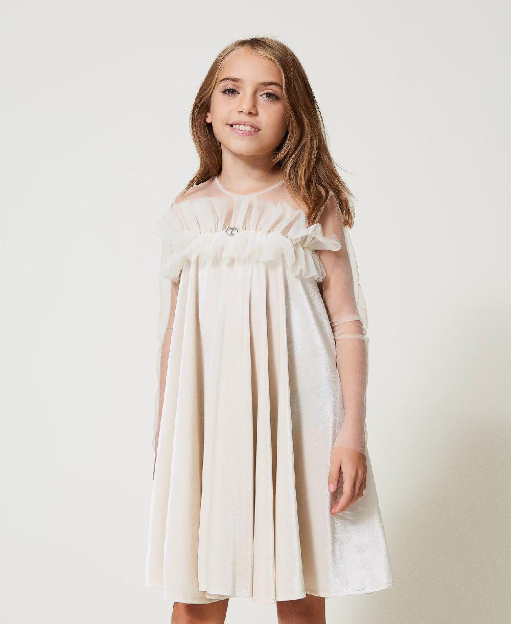 Scee by twin set Abito corto in ciniglia e tulle Online Outlet