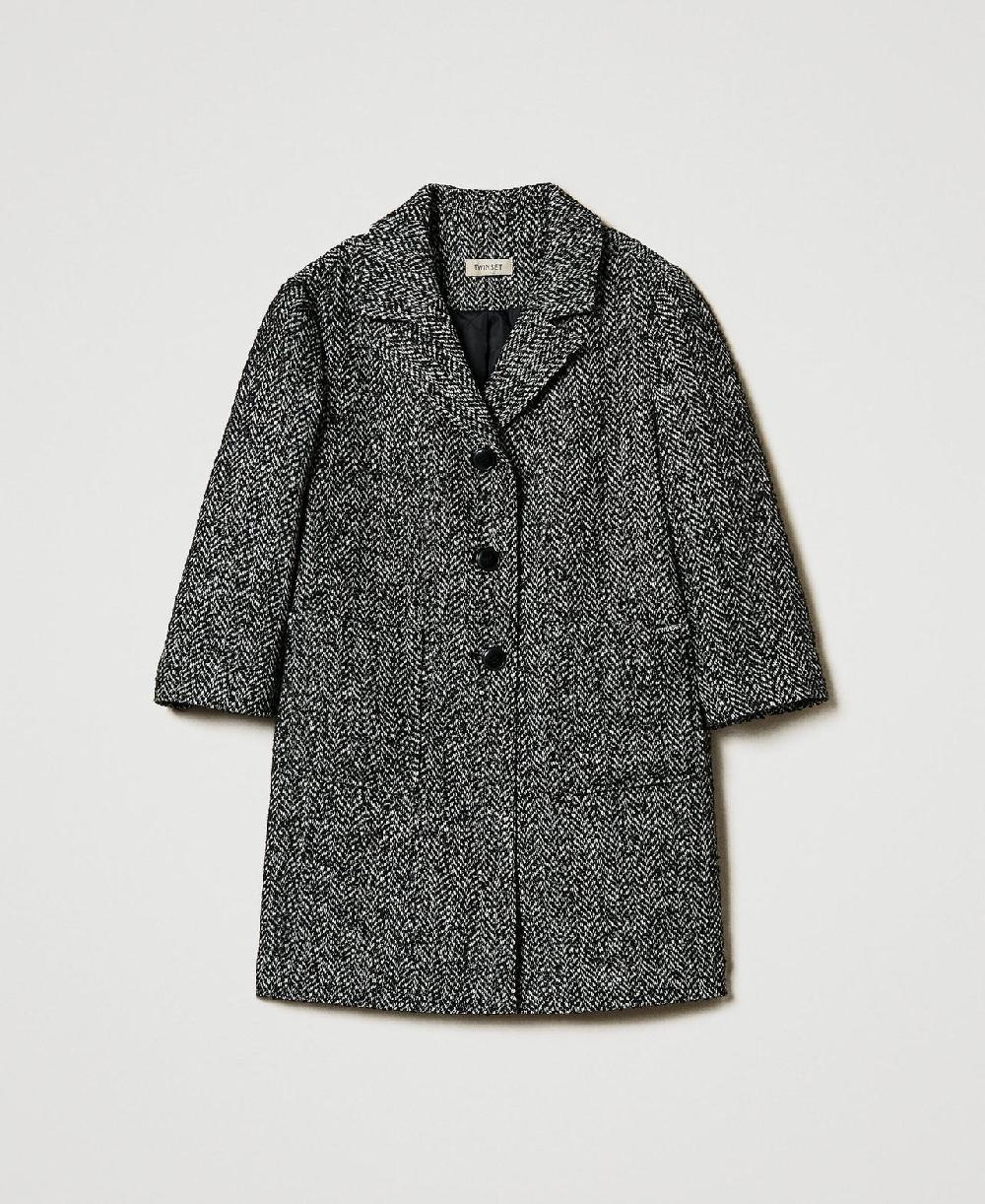 Scee by twin set Cappotto in panno chevron Offerta temporanea