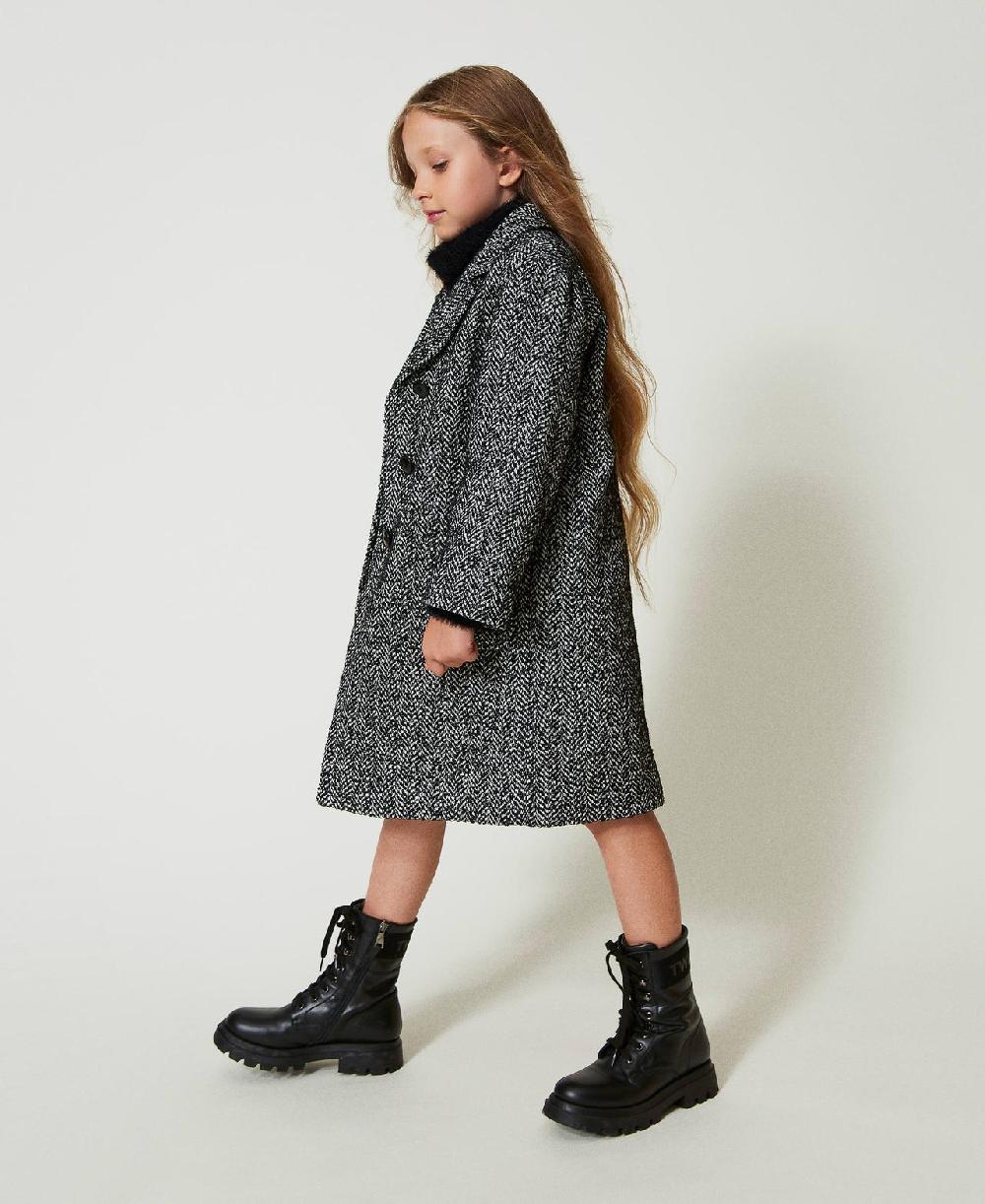 Scee by twin set Cappotto in panno chevron Offerta temporanea
