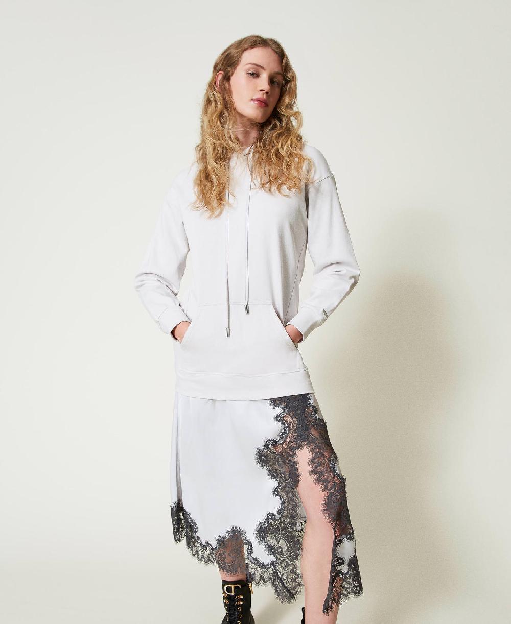 Scee by twin set Abito lungo in felpa e raso Offerte speciali