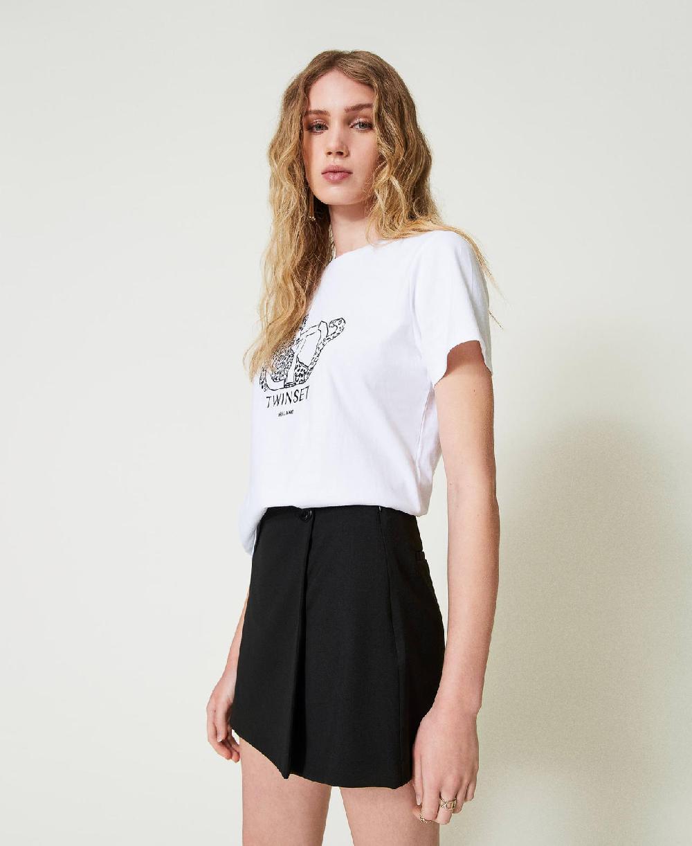 Scee by twin set T-shirt con ricamo logo e giaguaro Enormi risparmi