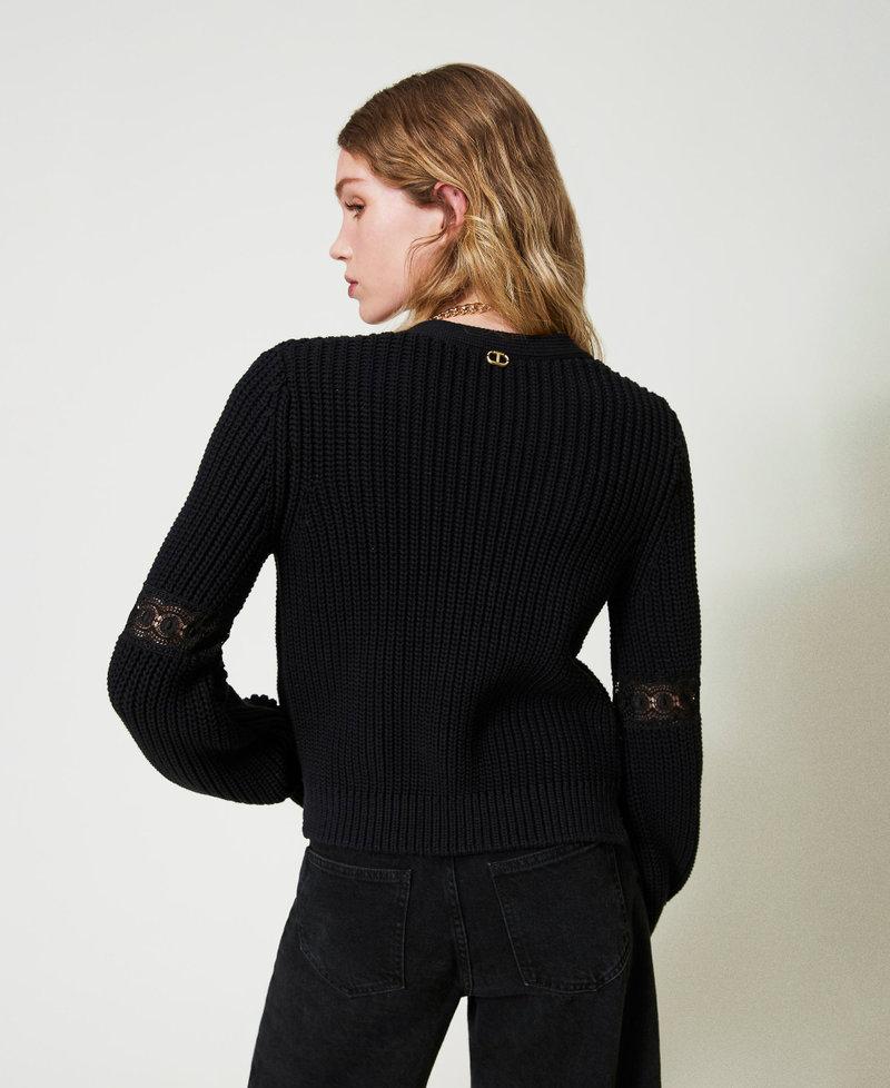 Scee by twin set Cardigan a costine con pizzo Promozione temporanea