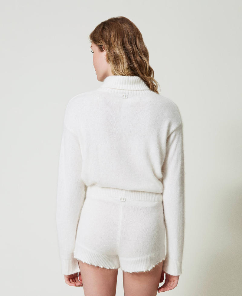 Scee by twin set Shorts in maglia misto angora con perle Offerta speciale della fabbrica