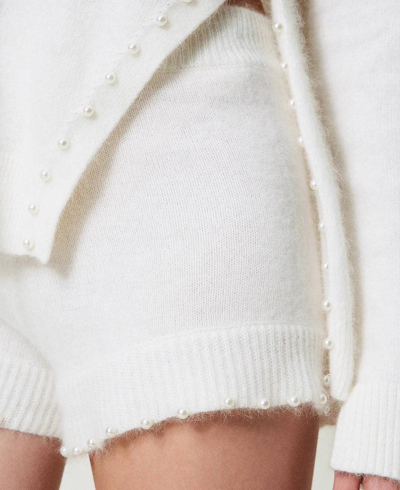 Scee by twin set Shorts in maglia misto angora con perle Offerta speciale della fabbrica