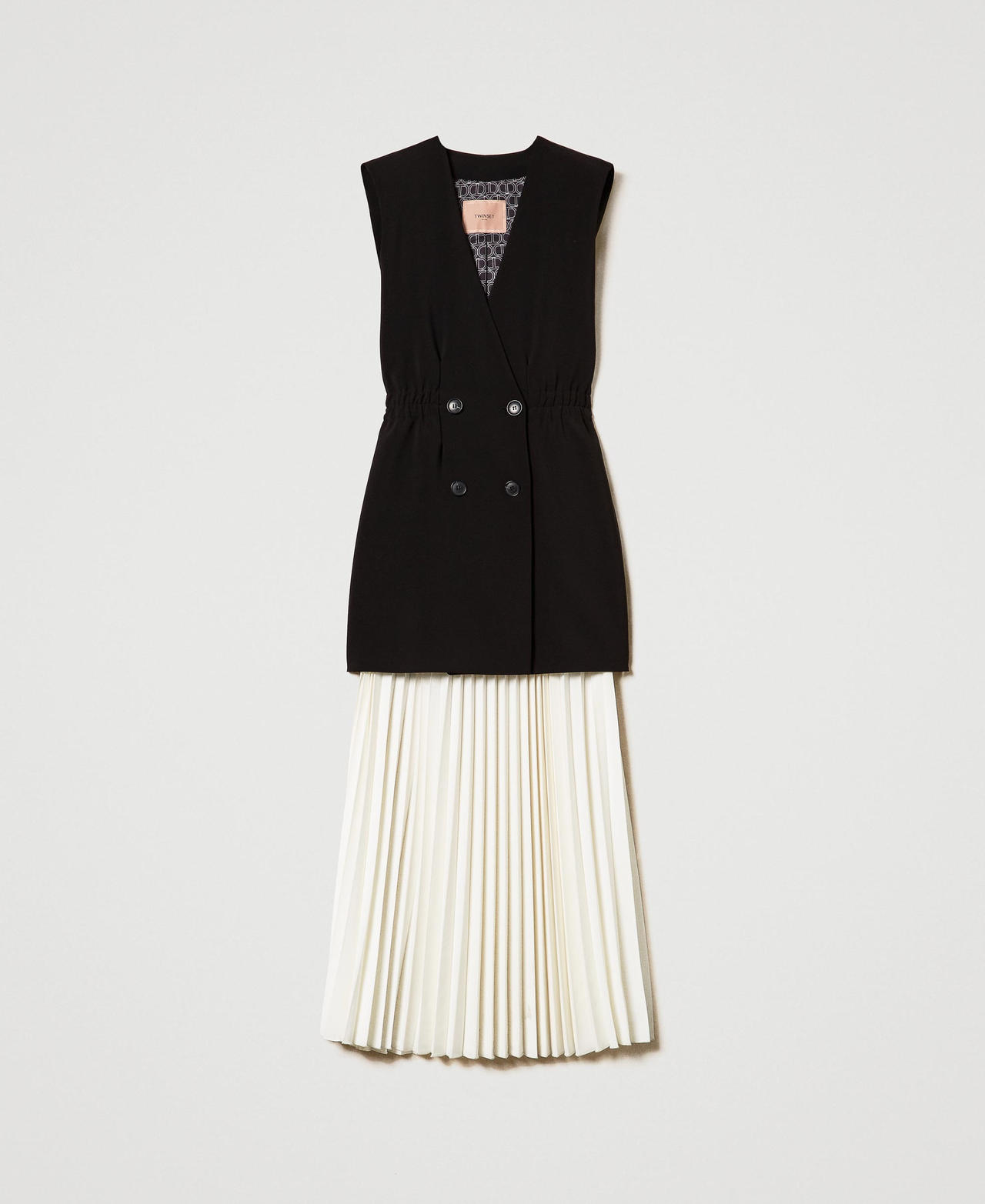 Scee by twin set Gilet in crêpe e gonna lunga plissé Limitato a 3 giorni