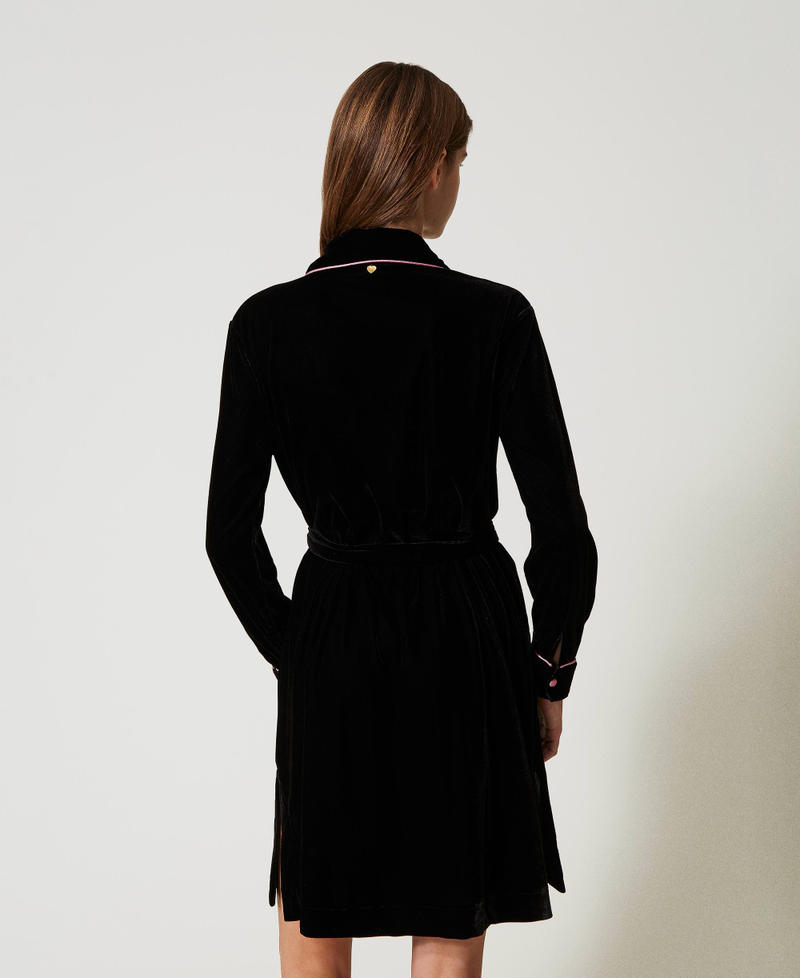 Scee by twin set Camicia da notte in velluto con ricamo Black Friday Prezzi