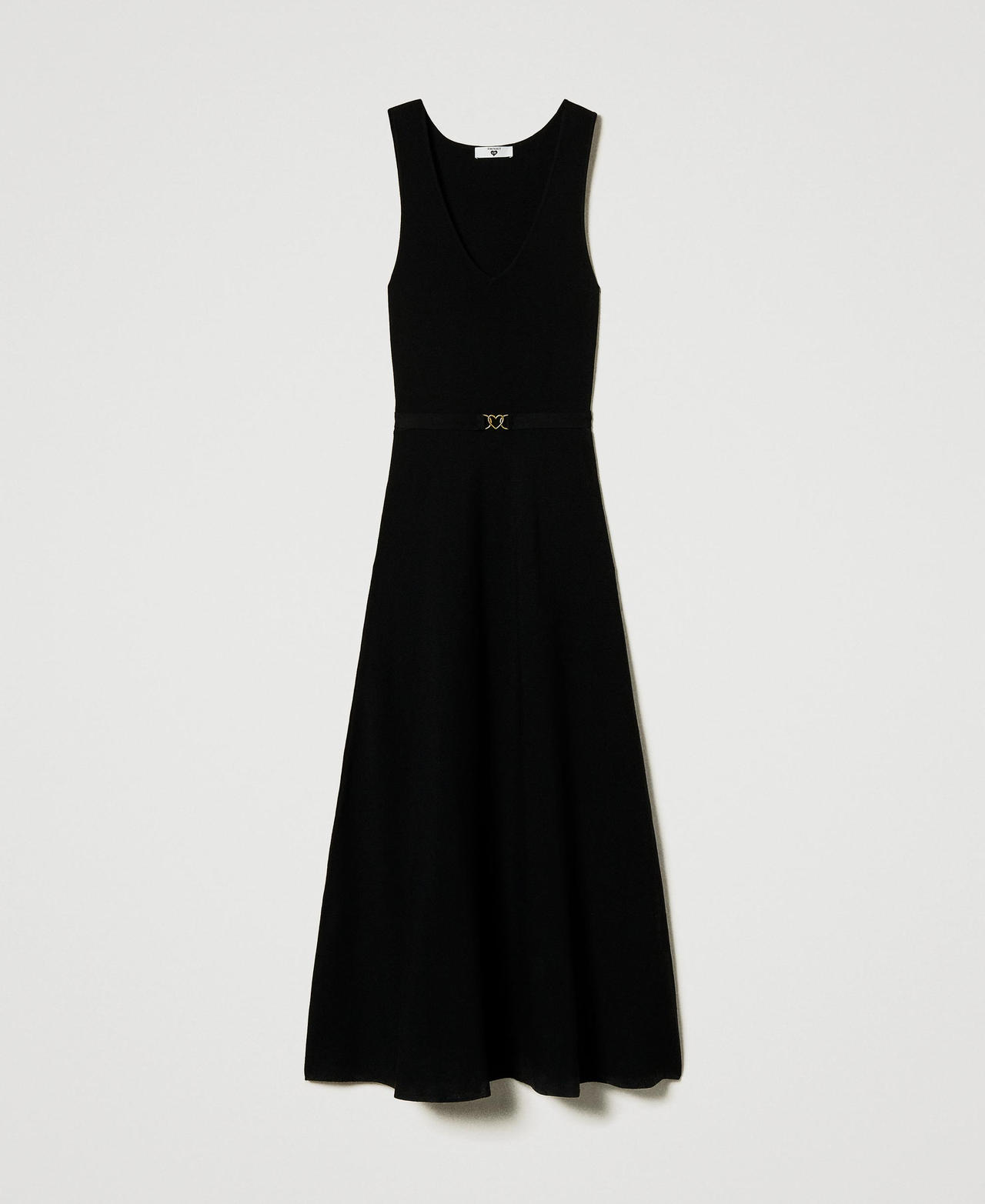 Scee by twin set Abito lungo in maglia con cintura In vendita