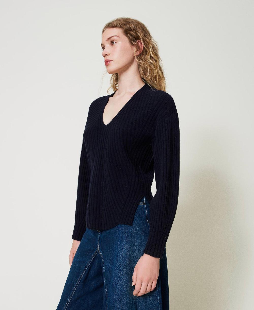 Scee by twin set Maglia in lana e cashmere a costine 2025
