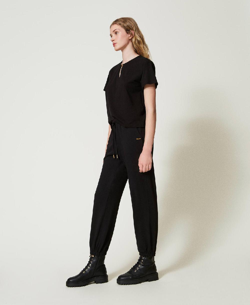 Scee by twin set Pantaloni joggers in felpa con raso Nuovo