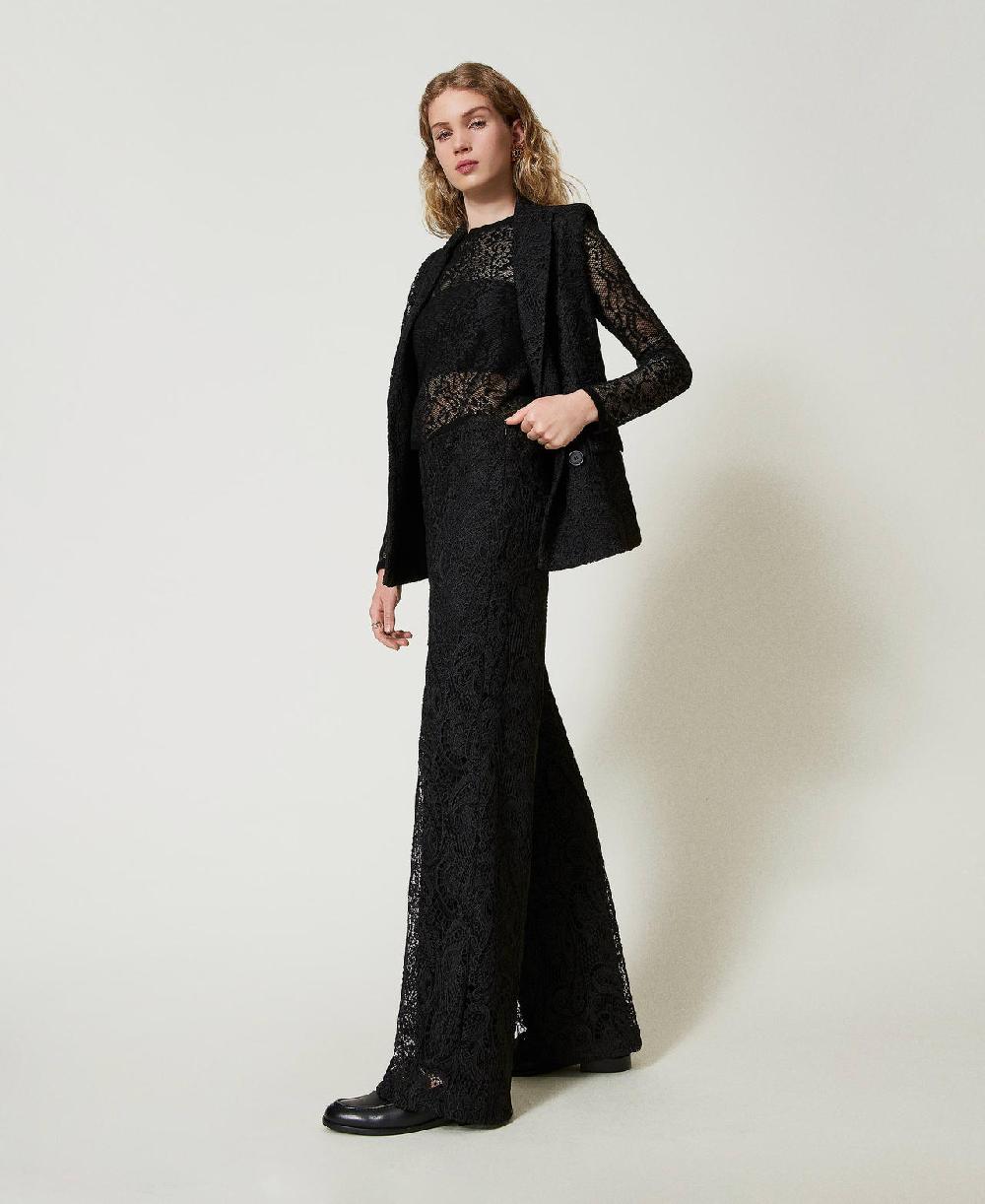 Scee by twin set Pantaloni wide leg in pizzo macramè Qualità Garantita