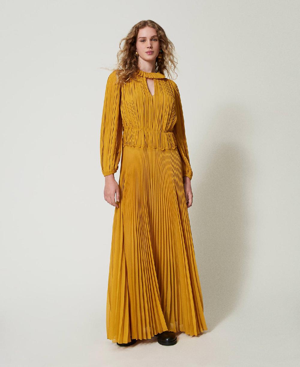 Scee by twin set Abito lungo in georgette plissé Sconto