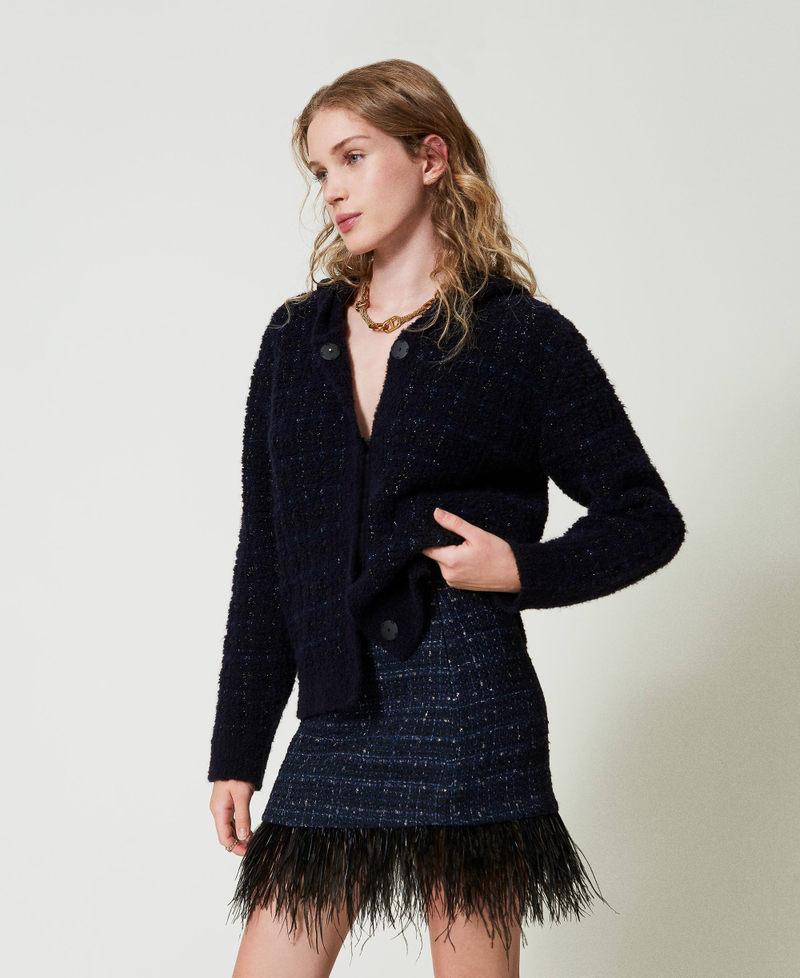Scee by twin set Minigonna bouclé con piume In Vendita