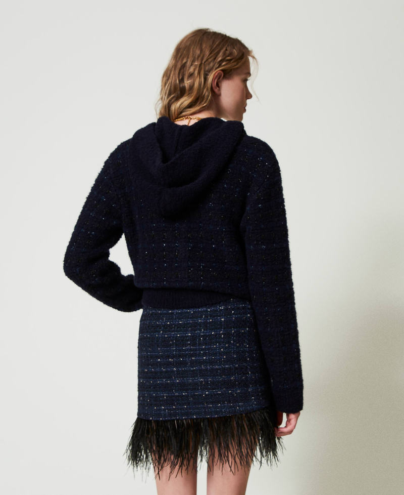 Scee by twin set Minigonna bouclé con piume In Vendita