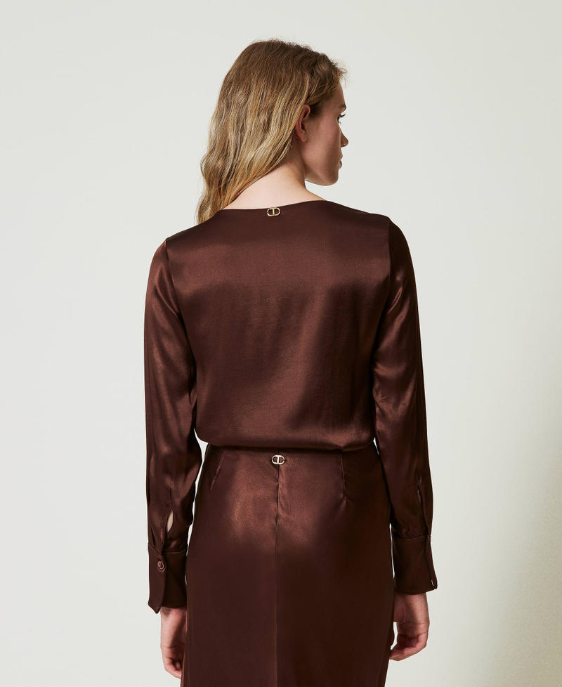 Scee by twin set Blusa in raso con Oval T Vendita Economica