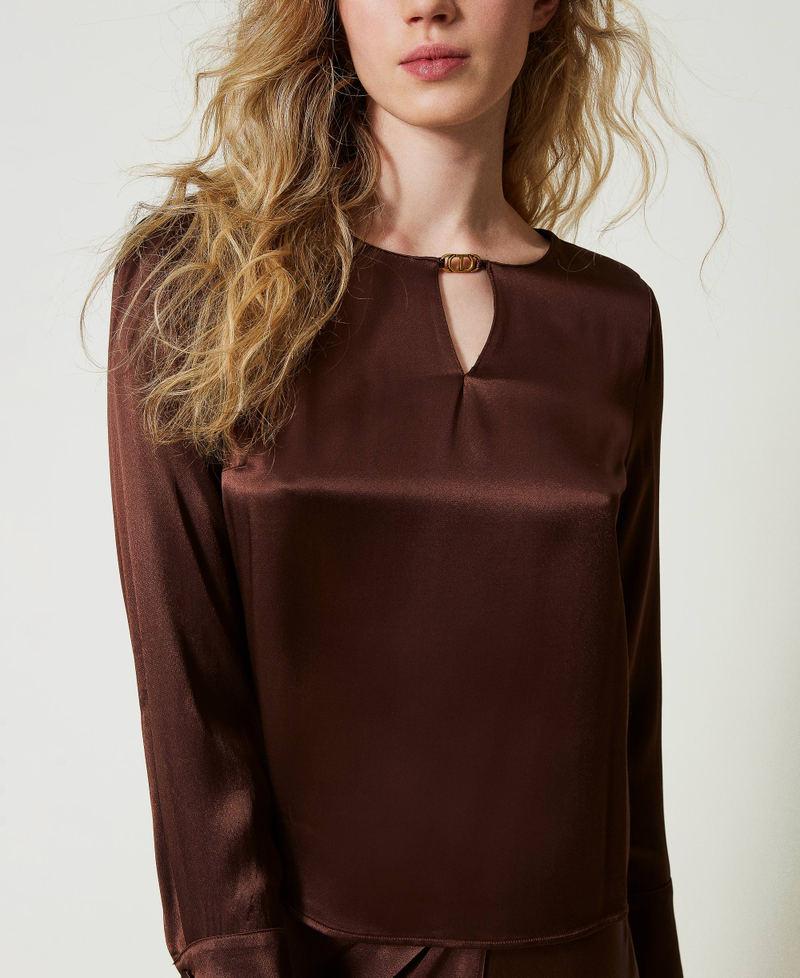 Scee by twin set Blusa in raso con Oval T Vendita Economica