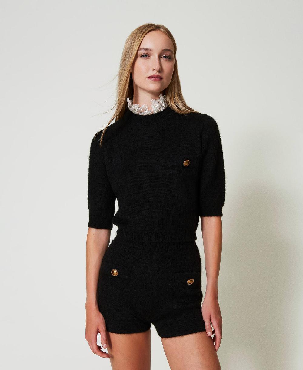 Scee by twin set Shorts 'Emily' in maglia misto mohair In Saldo