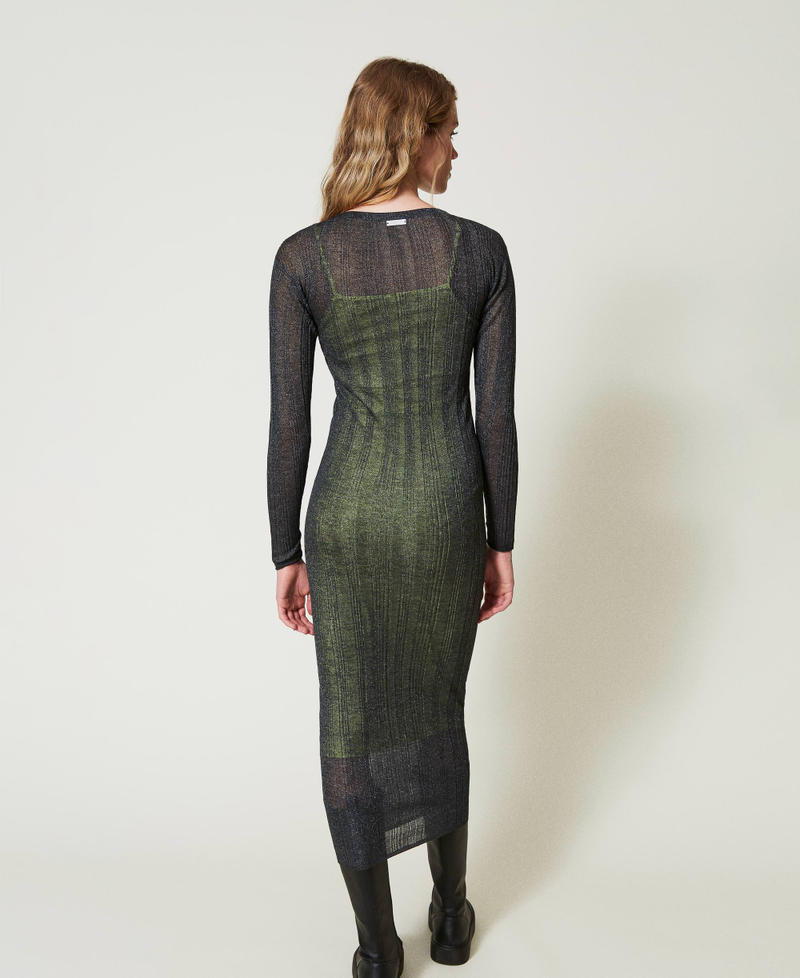 Scee by twin set Abito lungo fitted in maglia a costine Nuova