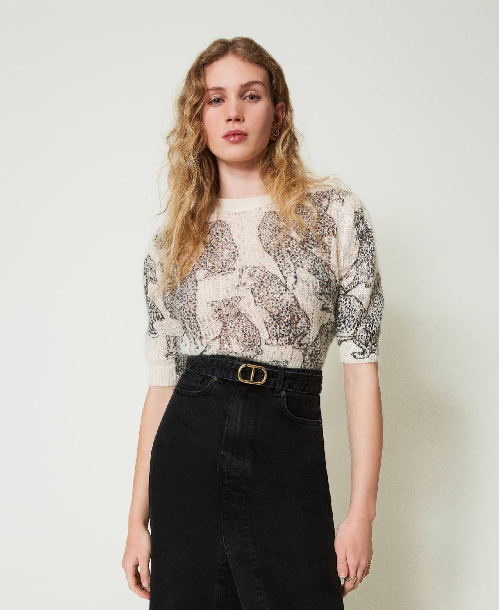 Scee by twin set Maglia cropped in misto lana e mohair Moda