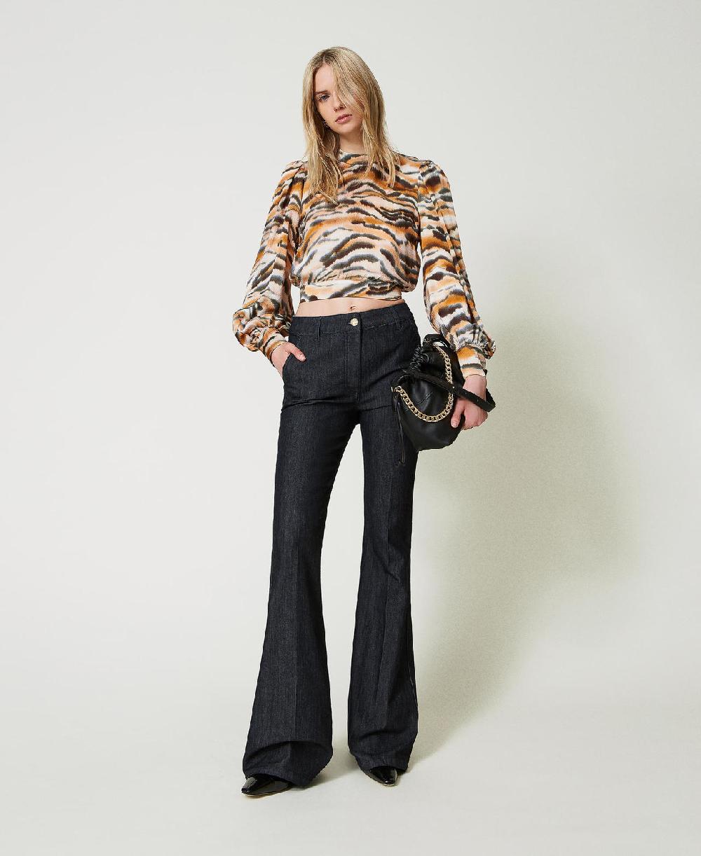 Scee by twin set Jeans flare con piega stirata Sconto di tempo limitato