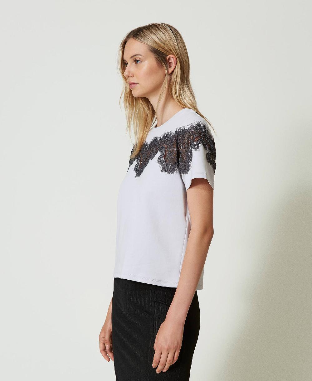 Scee by twin set T-shirt regular con pizzo intarsiato Offerta speciale