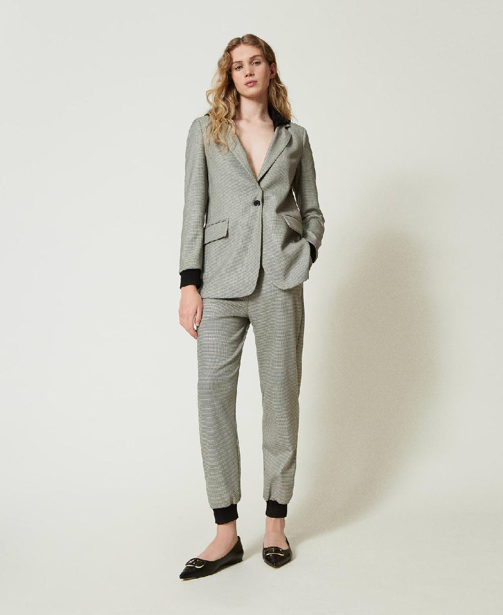 Scee by twin set Pantaloni joggers in pied de poule Comprare a buon mercato