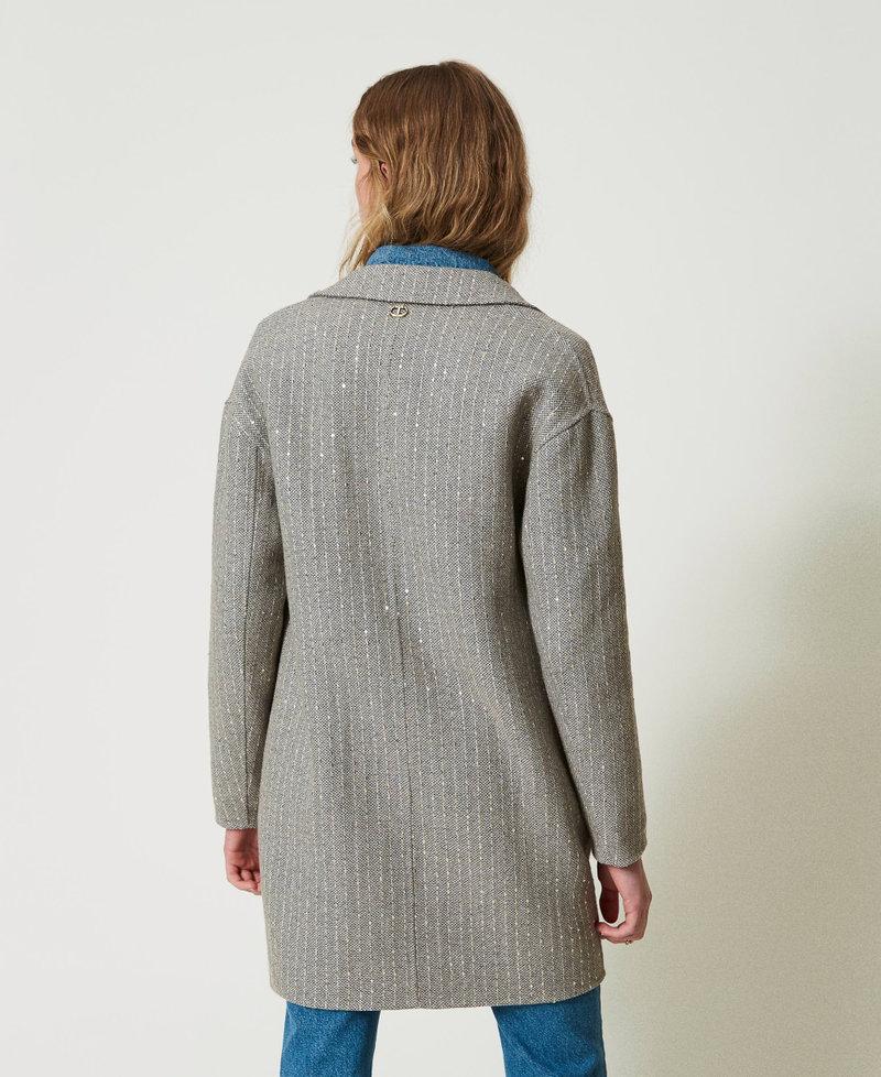 Scee by twin set Cappotto in panno double con paillettes Grande vendita