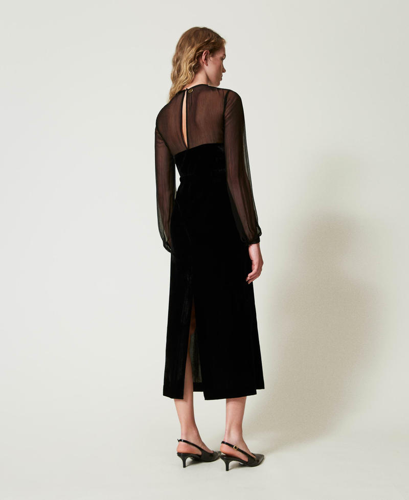 Scee by twin set Abito longuette in chiffon e velluto Shopping online