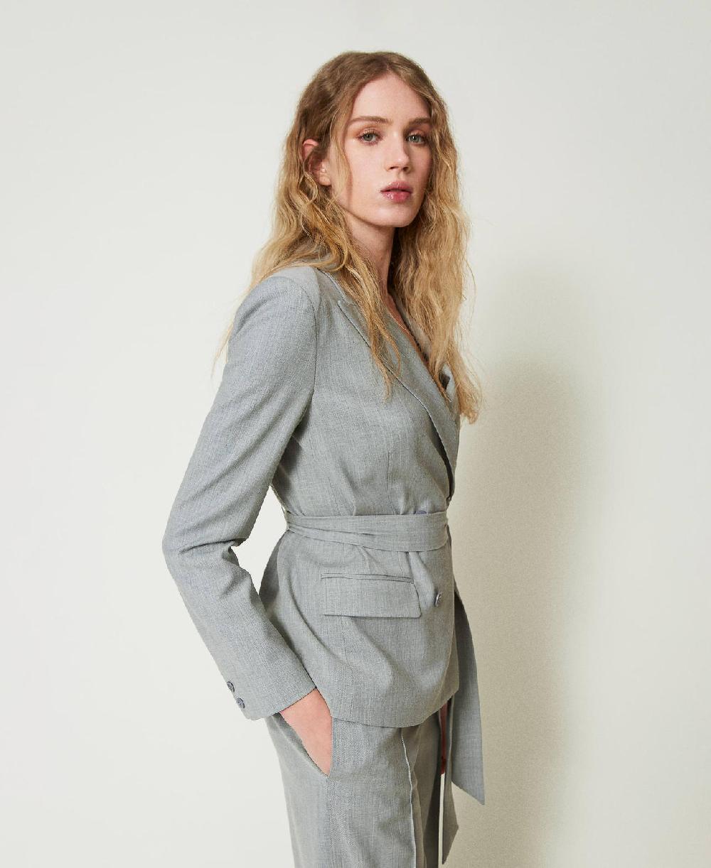 Scee by twin set Giacca blazer in misto lana con cintura Cyber Monday