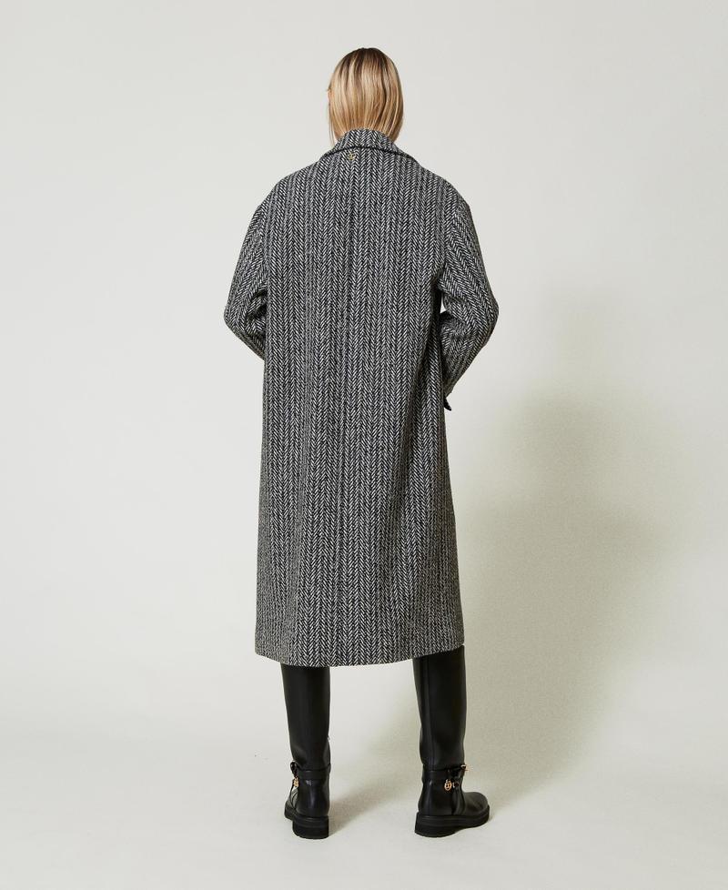 Scee by twin set Cappotto in misto lana gessato Offerta natalizia