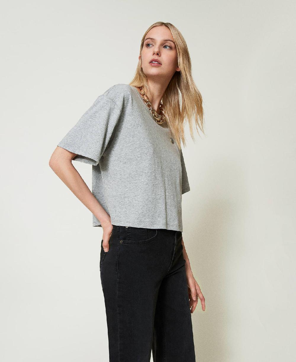 Scee by twin set T-shirt mélange con Oval T Offerte esclusive