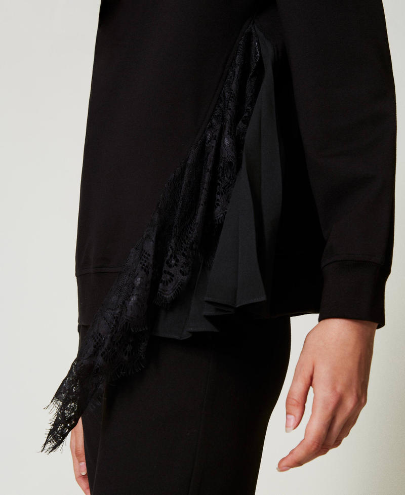 Scee by twin set Felpa con inserto plissé e pizzo Grandi sconti