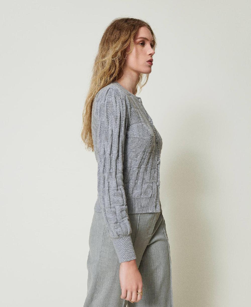 Scee by twin set Cardigan in cotone e cashmere con logo Offerte speciali