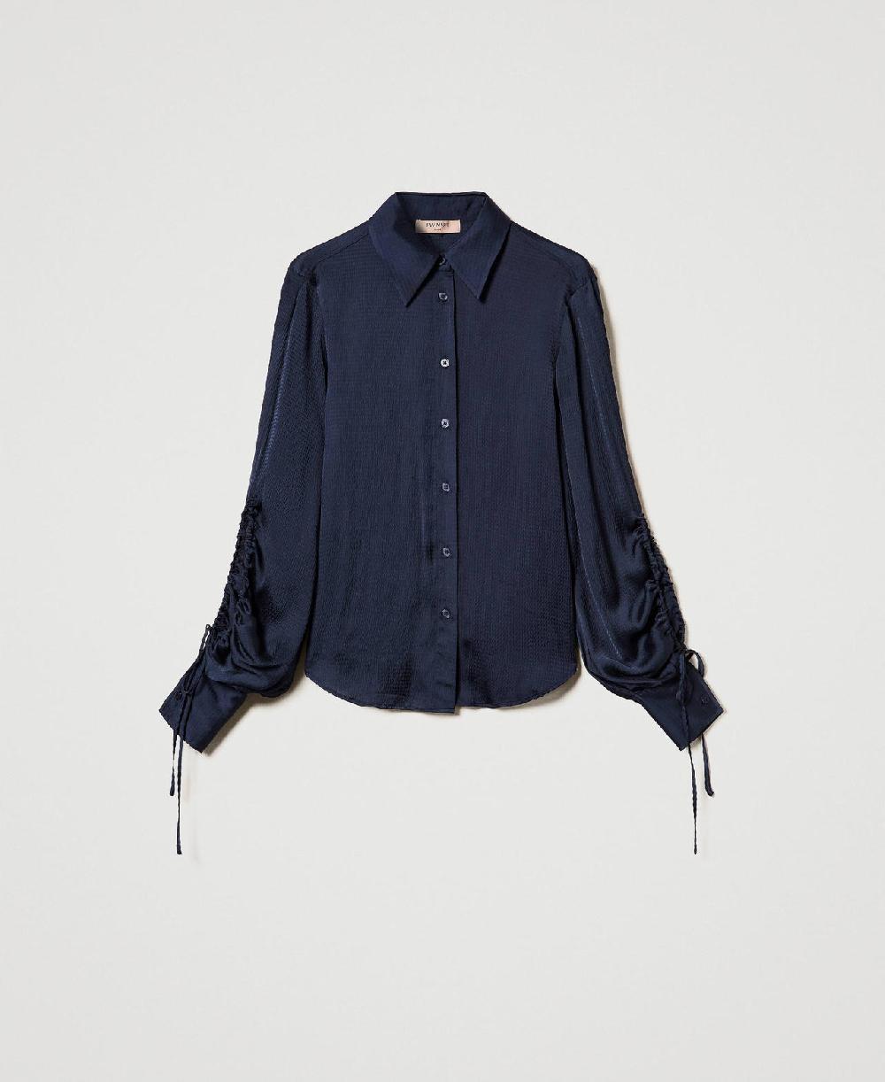 Scee by twin set Camicia in raso martellato con oblò Offerta settimanale