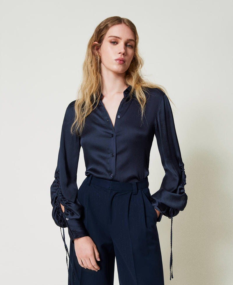 Scee by twin set Camicia in raso martellato con oblò Offerta settimanale