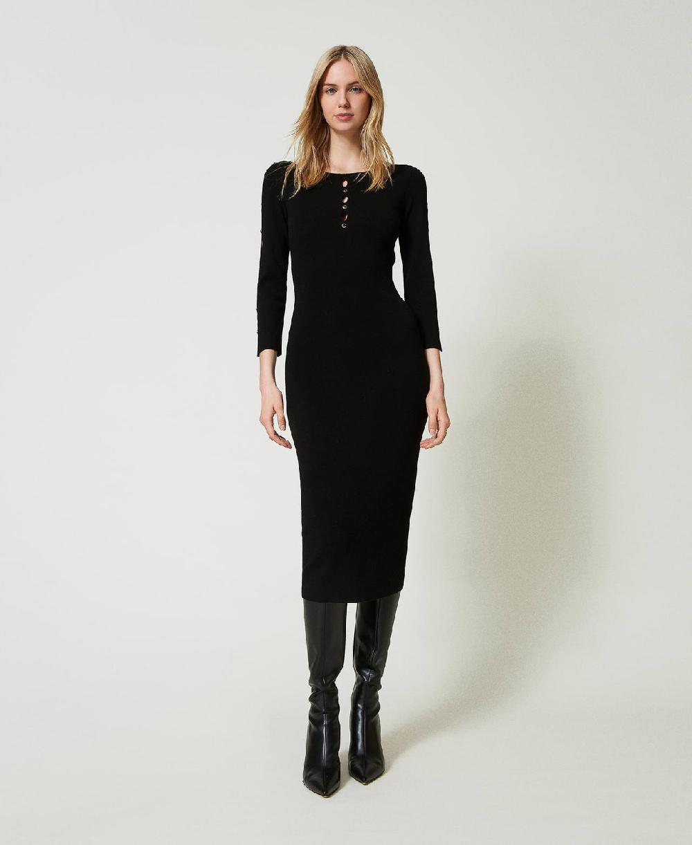 Scee by twin set Abito longuette in maglia con cut-out e borchie Ritorno libero