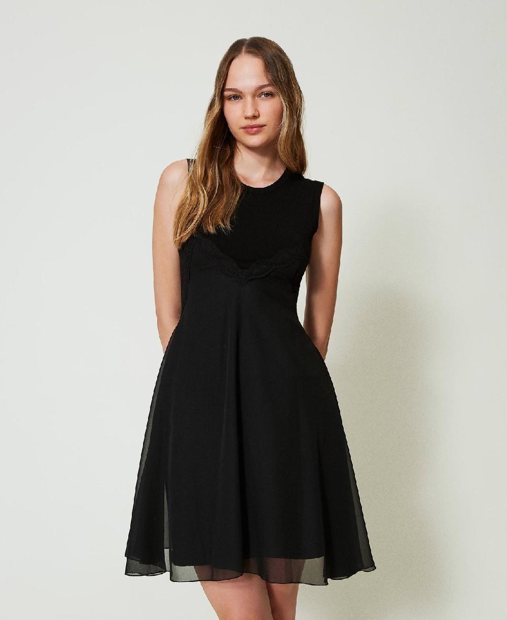 Scee by twin set Abito corto in maglia e georgette ACQUISTA ORA