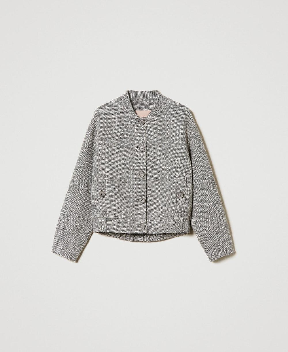 Scee by twin set Bomber in panno double con paillettes Latest stili