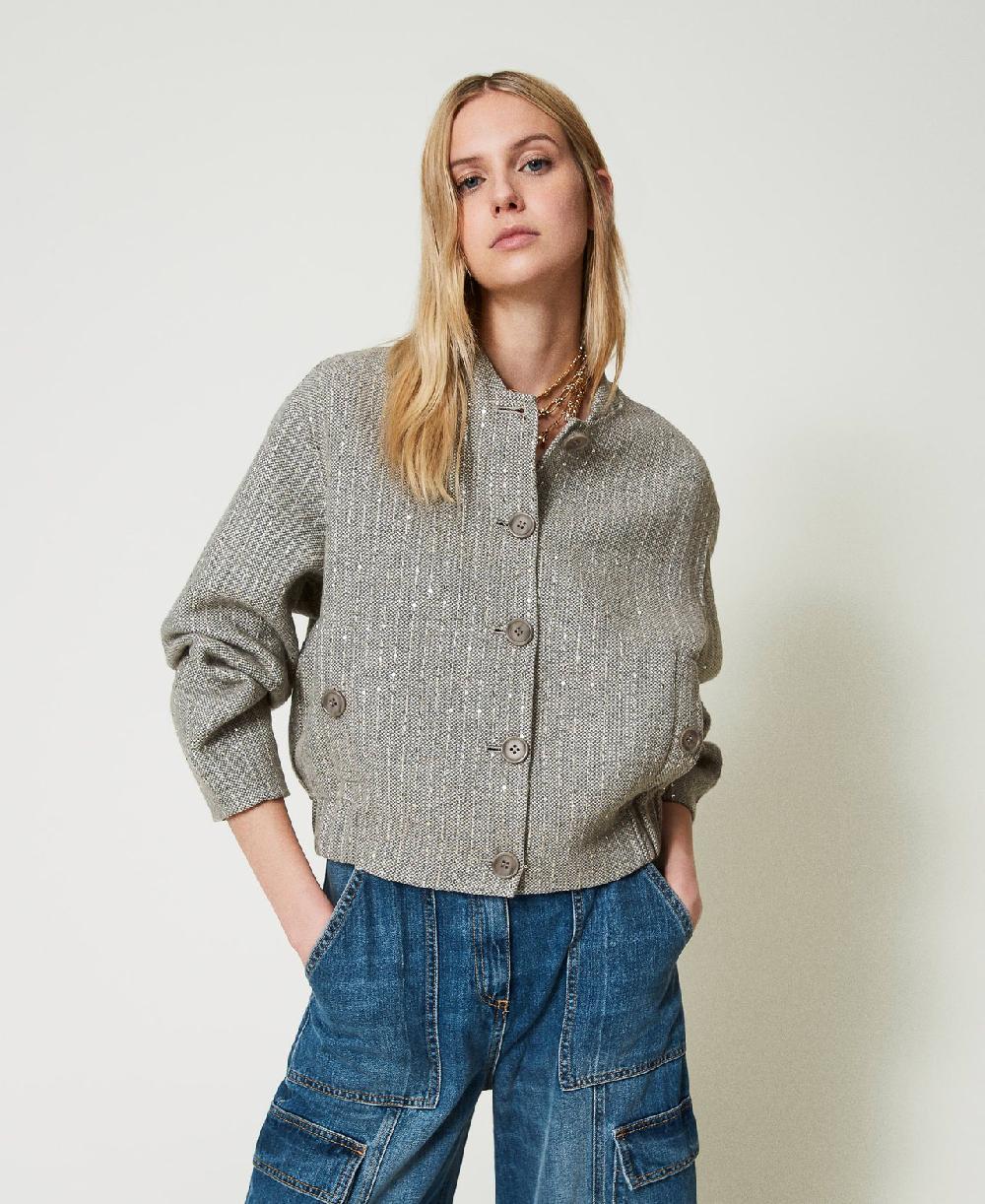 Scee by twin set Bomber in panno double con paillettes Latest stili