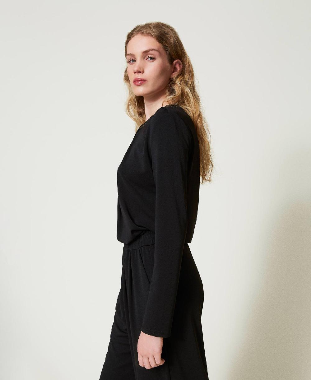 Scee by twin set Blusa in jersey crêpe con drappeggio Promozione temporanea