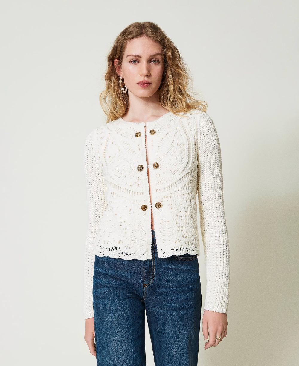 Scee by twin set Giacca in maglia misto lana crochet Only for today