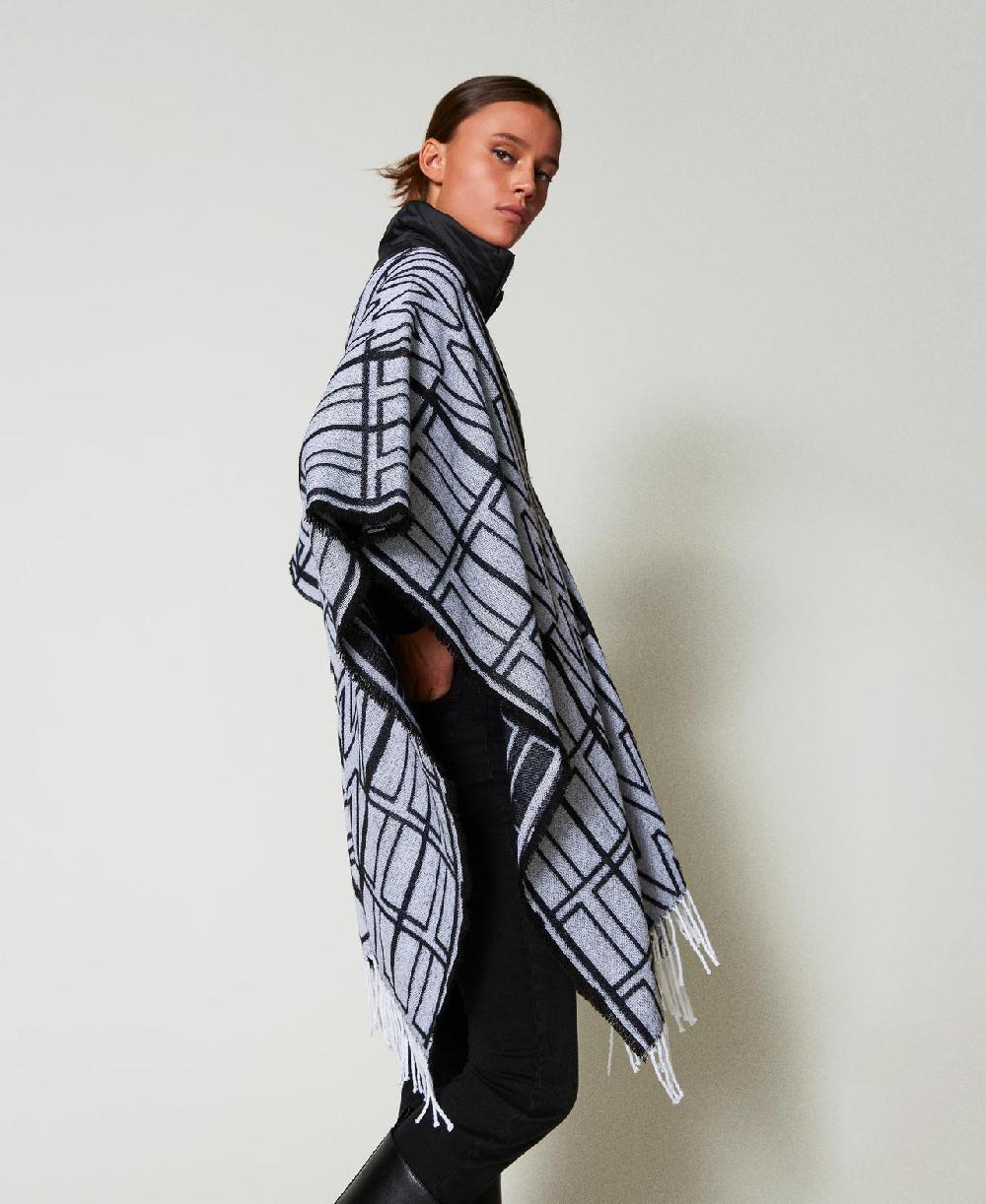 Scee by twin set Poncho jacquard con logo Offerta speciale della fabbrica